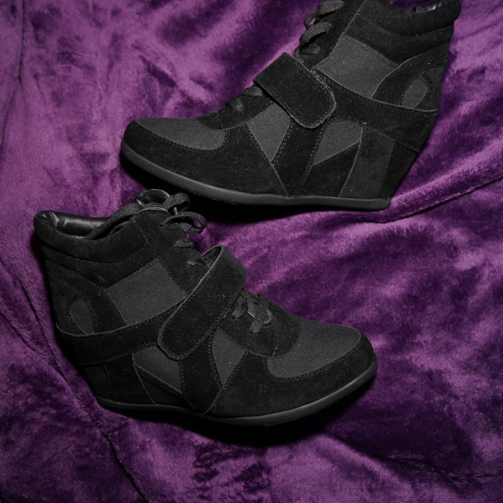 Black Wedge Sneakers